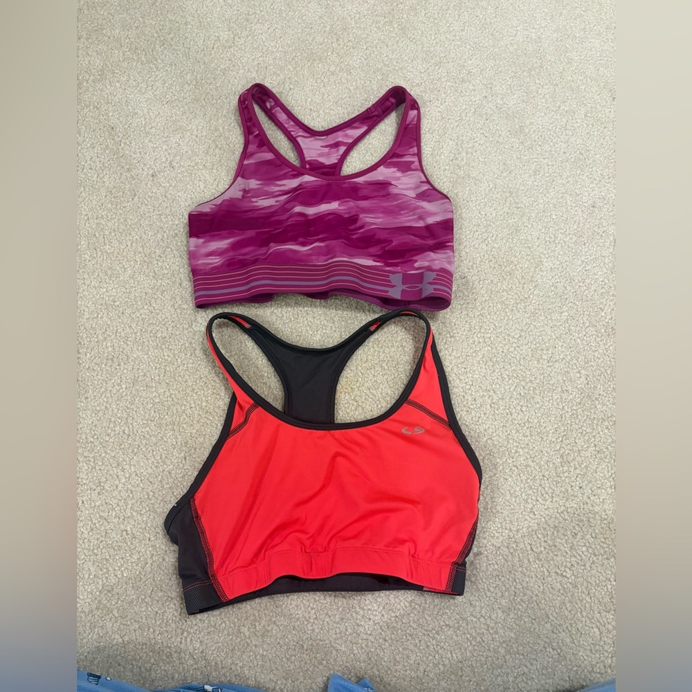 Under Armour and Champion Women's Sports Bras - Purple and Red BUNDLE